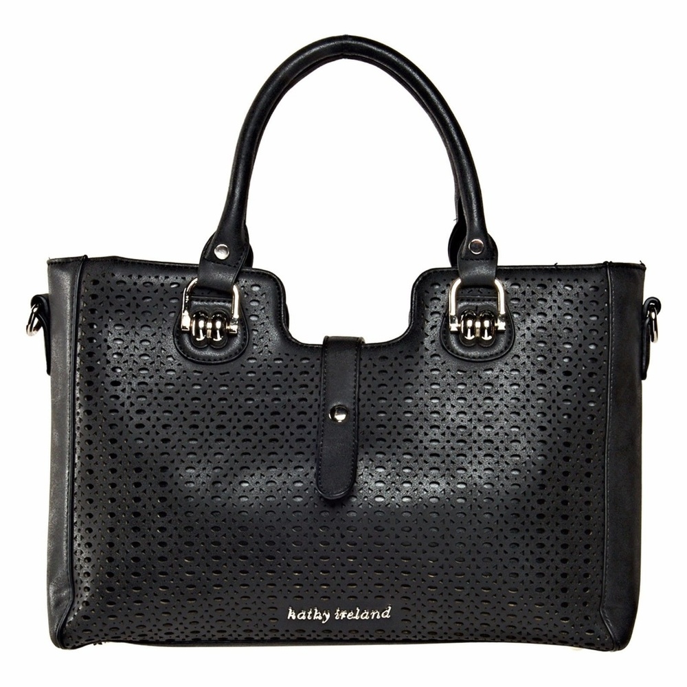 KATHY IRELAND Black Parisian Chic Handbag NWT